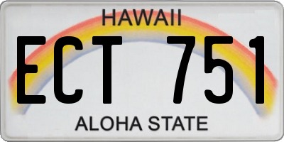 HI license plate ECT751