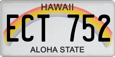HI license plate ECT752