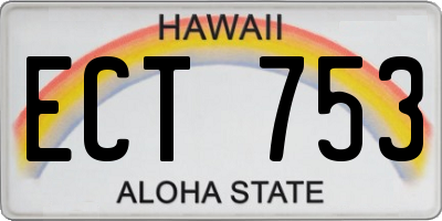 HI license plate ECT753