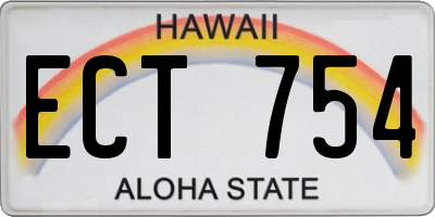 HI license plate ECT754
