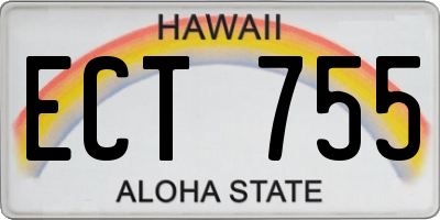 HI license plate ECT755