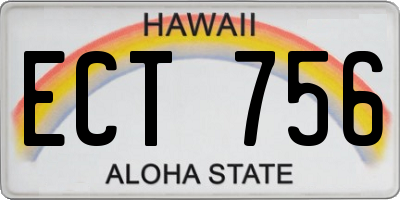 HI license plate ECT756