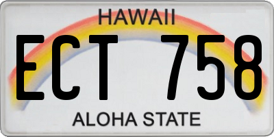 HI license plate ECT758