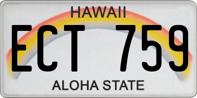 HI license plate ECT759
