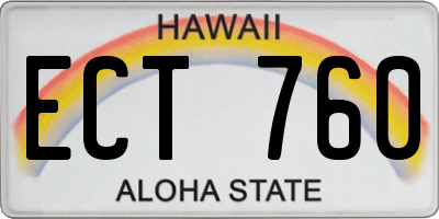 HI license plate ECT760