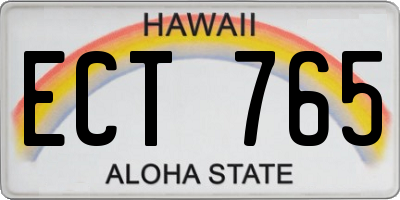 HI license plate ECT765
