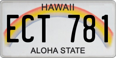 HI license plate ECT781