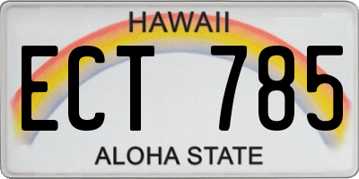 HI license plate ECT785