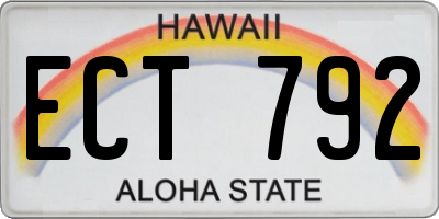 HI license plate ECT792
