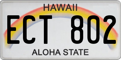 HI license plate ECT802
