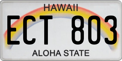 HI license plate ECT803