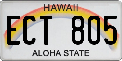 HI license plate ECT805