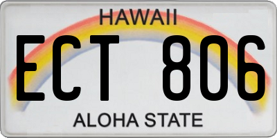 HI license plate ECT806