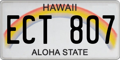 HI license plate ECT807