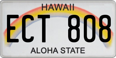HI license plate ECT808