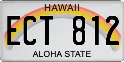 HI license plate ECT812