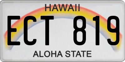 HI license plate ECT819