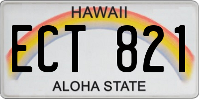 HI license plate ECT821