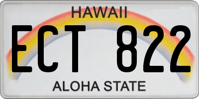 HI license plate ECT822
