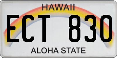 HI license plate ECT830