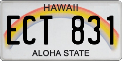 HI license plate ECT831