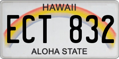 HI license plate ECT832