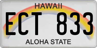 HI license plate ECT833