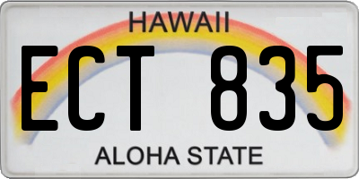 HI license plate ECT835
