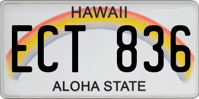 HI license plate ECT836