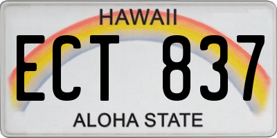 HI license plate ECT837