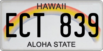 HI license plate ECT839