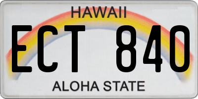 HI license plate ECT840