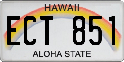 HI license plate ECT851