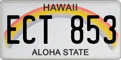 HI license plate ECT853