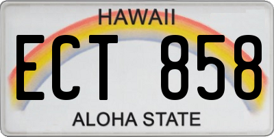 HI license plate ECT858