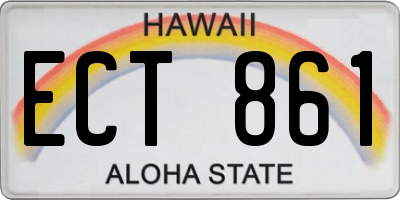 HI license plate ECT861