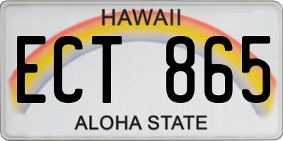 HI license plate ECT865