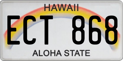 HI license plate ECT868