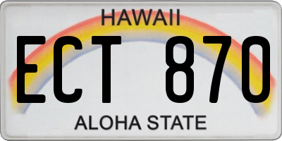 HI license plate ECT870