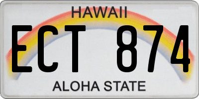 HI license plate ECT874