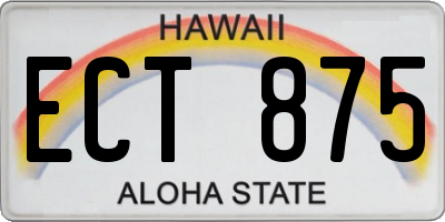 HI license plate ECT875