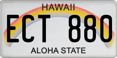 HI license plate ECT880