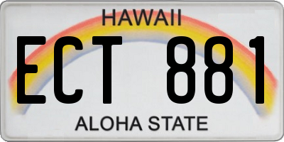 HI license plate ECT881