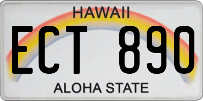 HI license plate ECT890