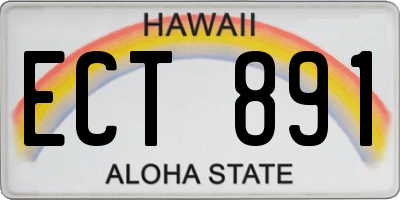 HI license plate ECT891
