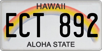 HI license plate ECT892