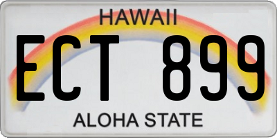 HI license plate ECT899