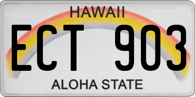 HI license plate ECT903