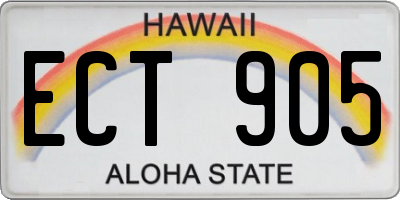 HI license plate ECT905