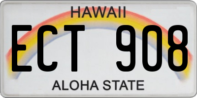 HI license plate ECT908